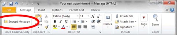 Email Encryption using Outlook Button