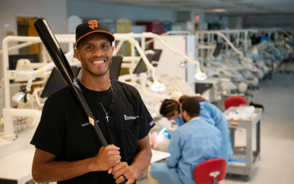 Justin Maxwell in the School of Dentistry's simulation lab