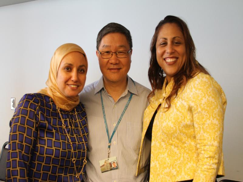 University of Maryland School of Dentistry research dean Dr. Li Mao with Dr. Isabel Rambob and Dr. Rania Younis
