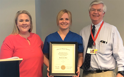 Christina Platia, DDS, and Jeffery Price, DDS, MS, with William S. Kramer award winner Katherine Bell