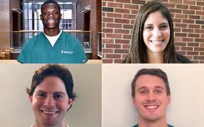 Clockwise, from top left: Eugene G. Bestman, DDS ’21; Lara M. Seidman, DDS ’18; Griffin Votolato, DDS ’21; John Henry, DDS ’21