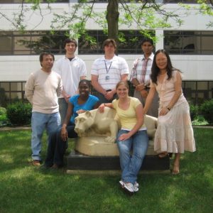 Lab members outside under a tree
